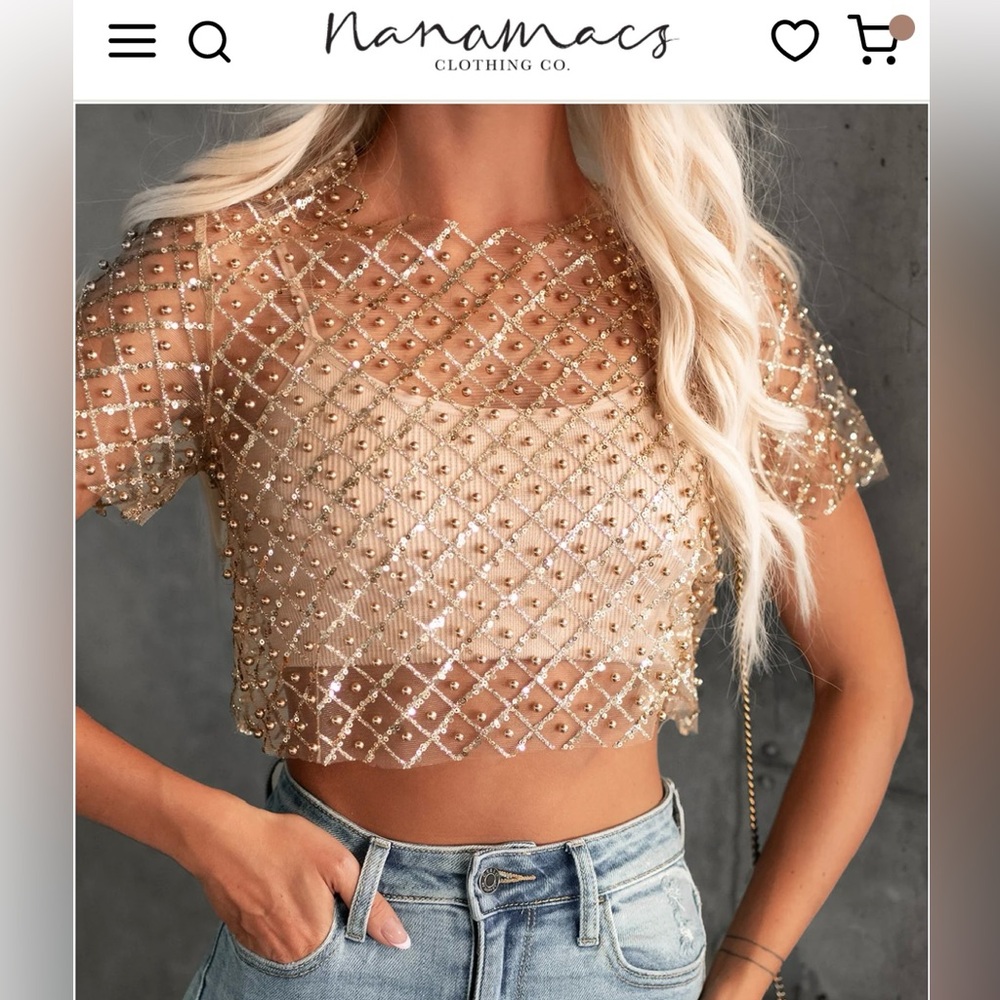 Nanamacs gold sequin crop top